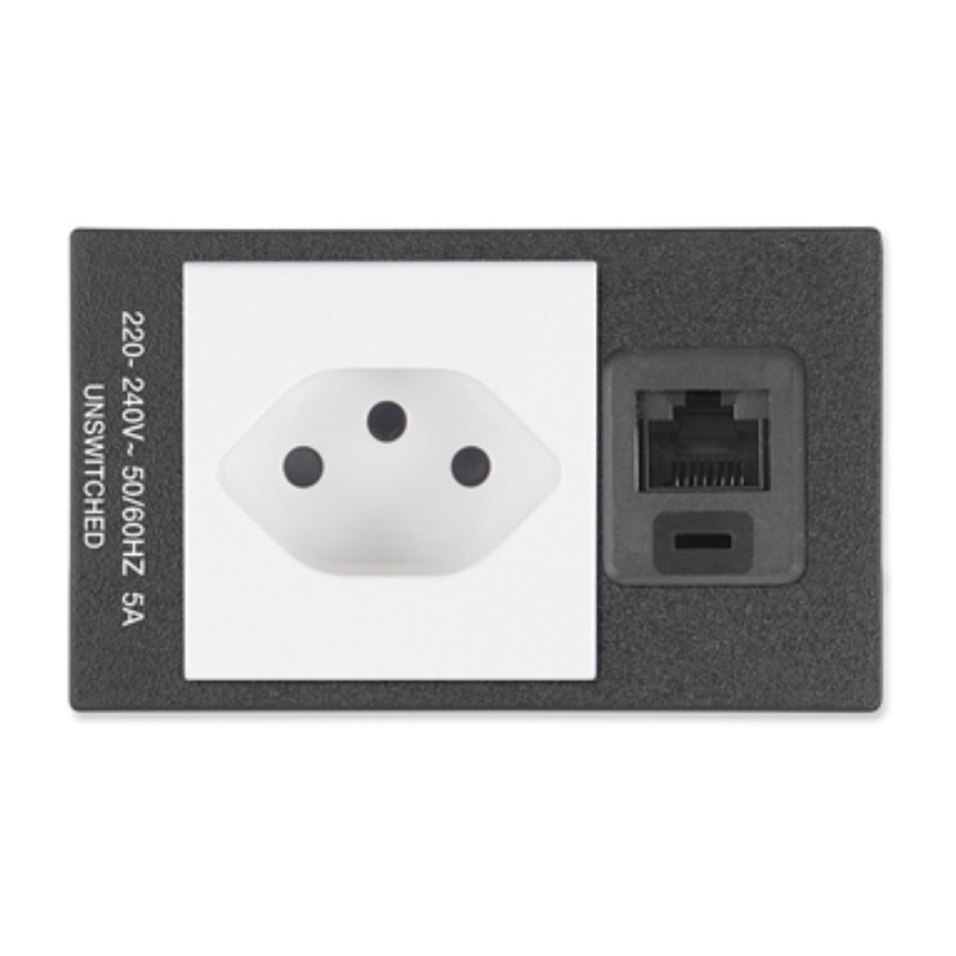 Extron AC Net AAP SWISS Black AC Outlet & Network AAP Module 70-574-02