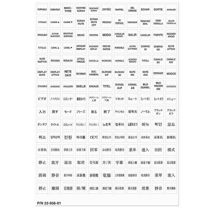 Extron Backlit Button Labels 33-956-01