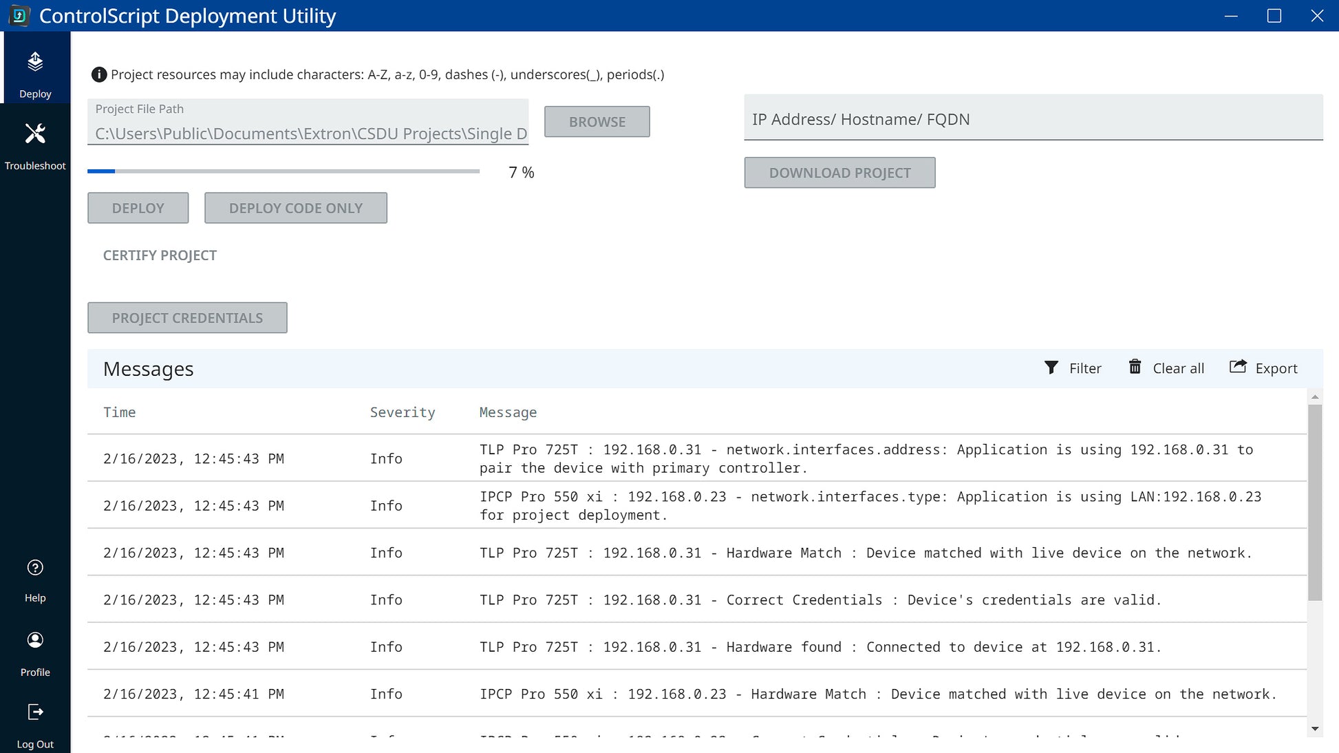 Extron ControlScript Deployment Utility Software 79-774-01