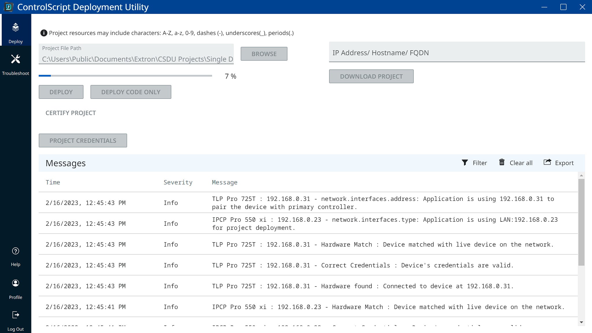 Extron ControlScript Deployment Utility Software 79-774-01
