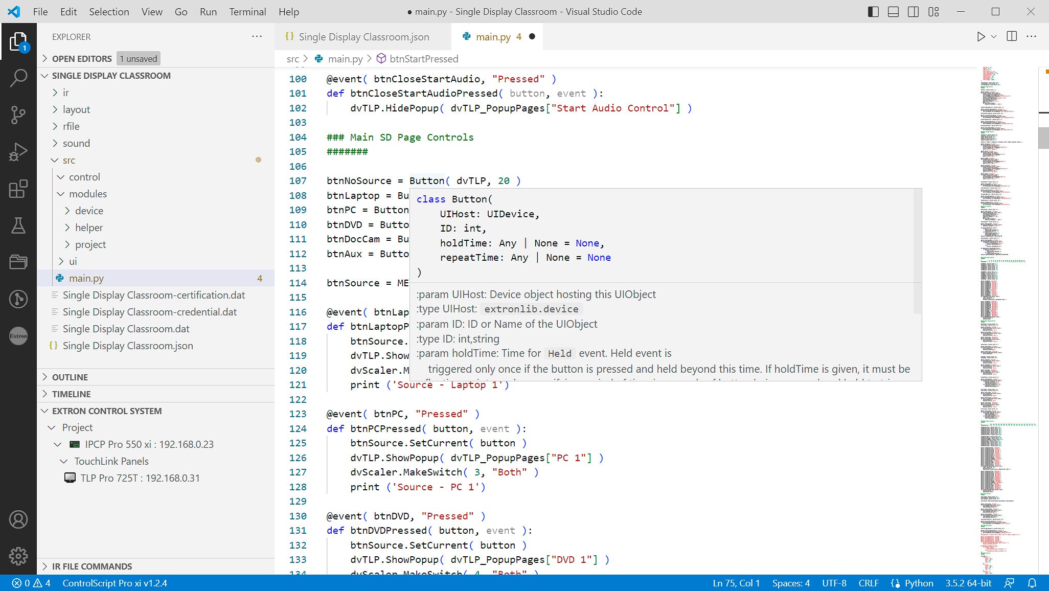 Extron ControlScript Extension for VS Code 79-775-01