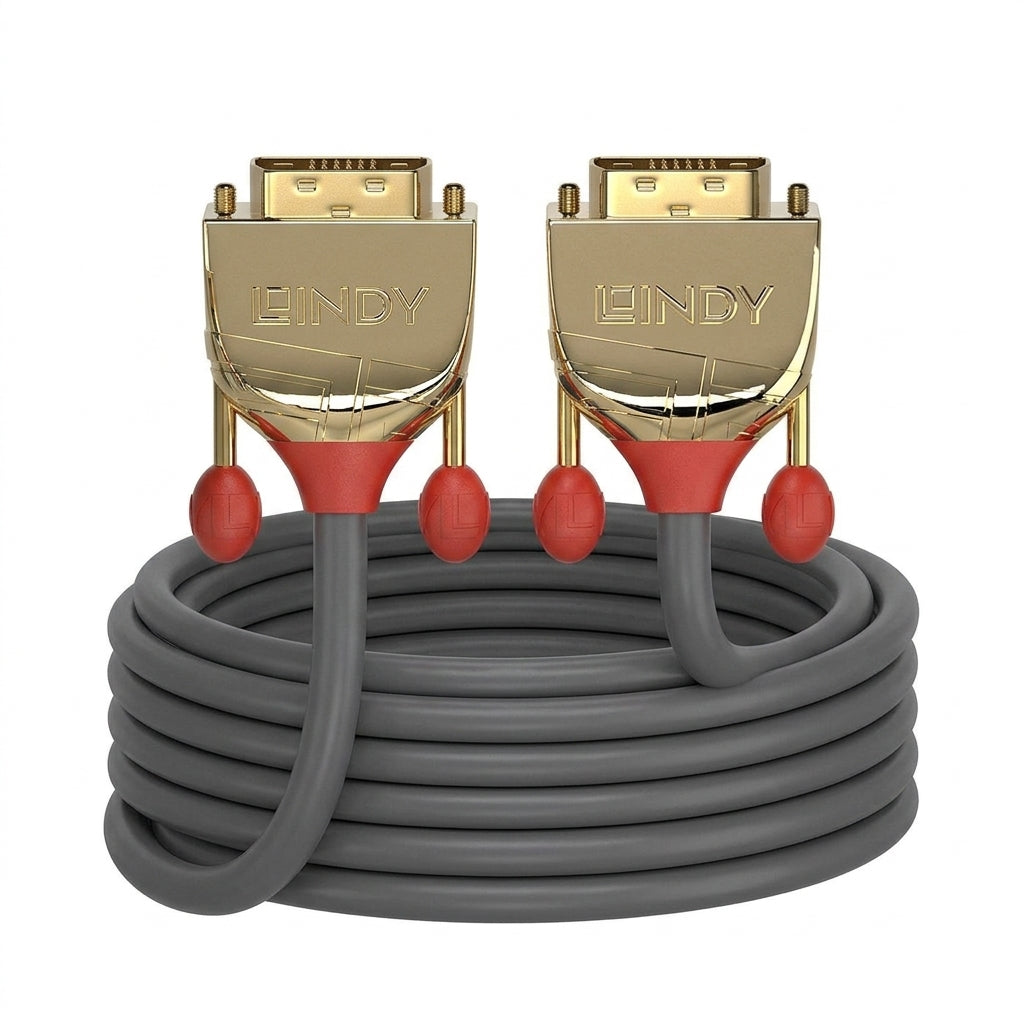 Lindy 36202 2m Gold Line DVI-D Dual Link Male to Male Cable