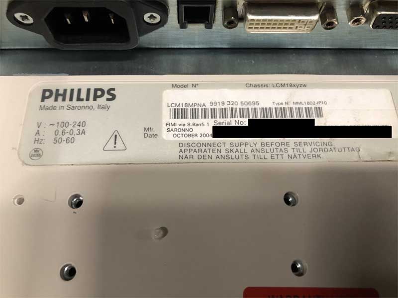 Philips MML1802-IP10 18" Grayscale Display Monitor 9919 320 50695