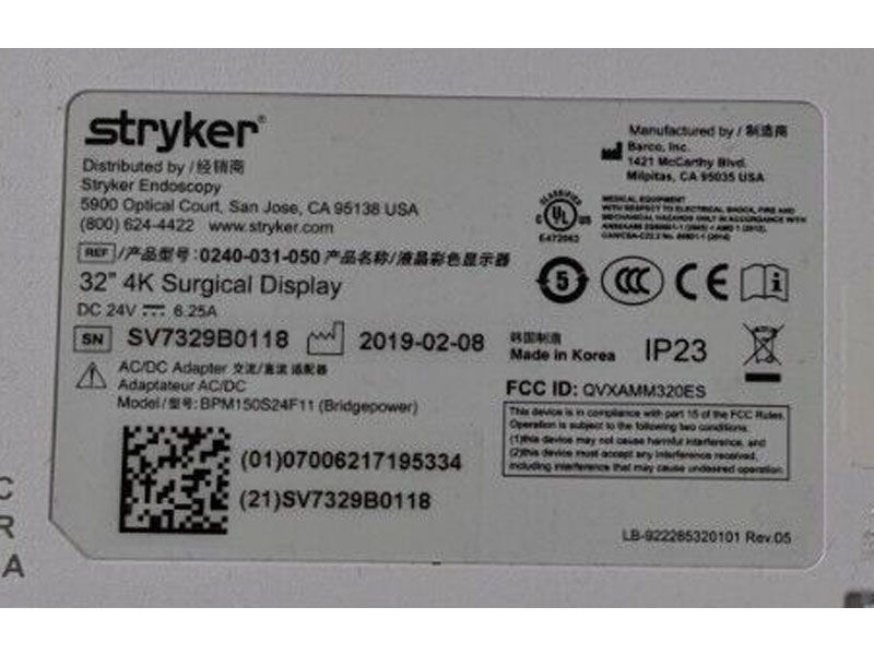 Stryker 32" 4K Surgical LCD Monitor