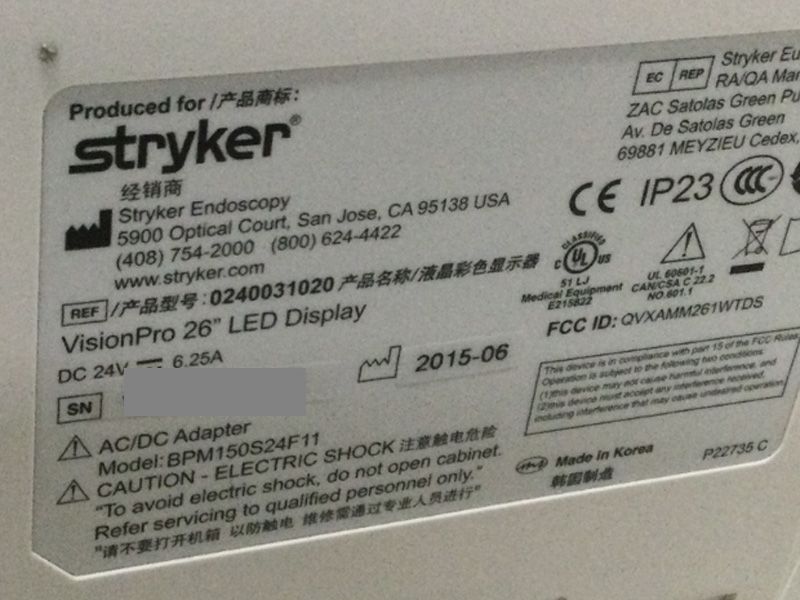 Stryker VisionPro 26" Surgical LCD Monitor