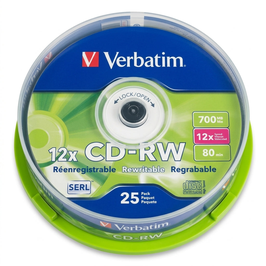 Verbatim 95155 700MB CD-RW High Speed Rewritable Media (25-Pack)