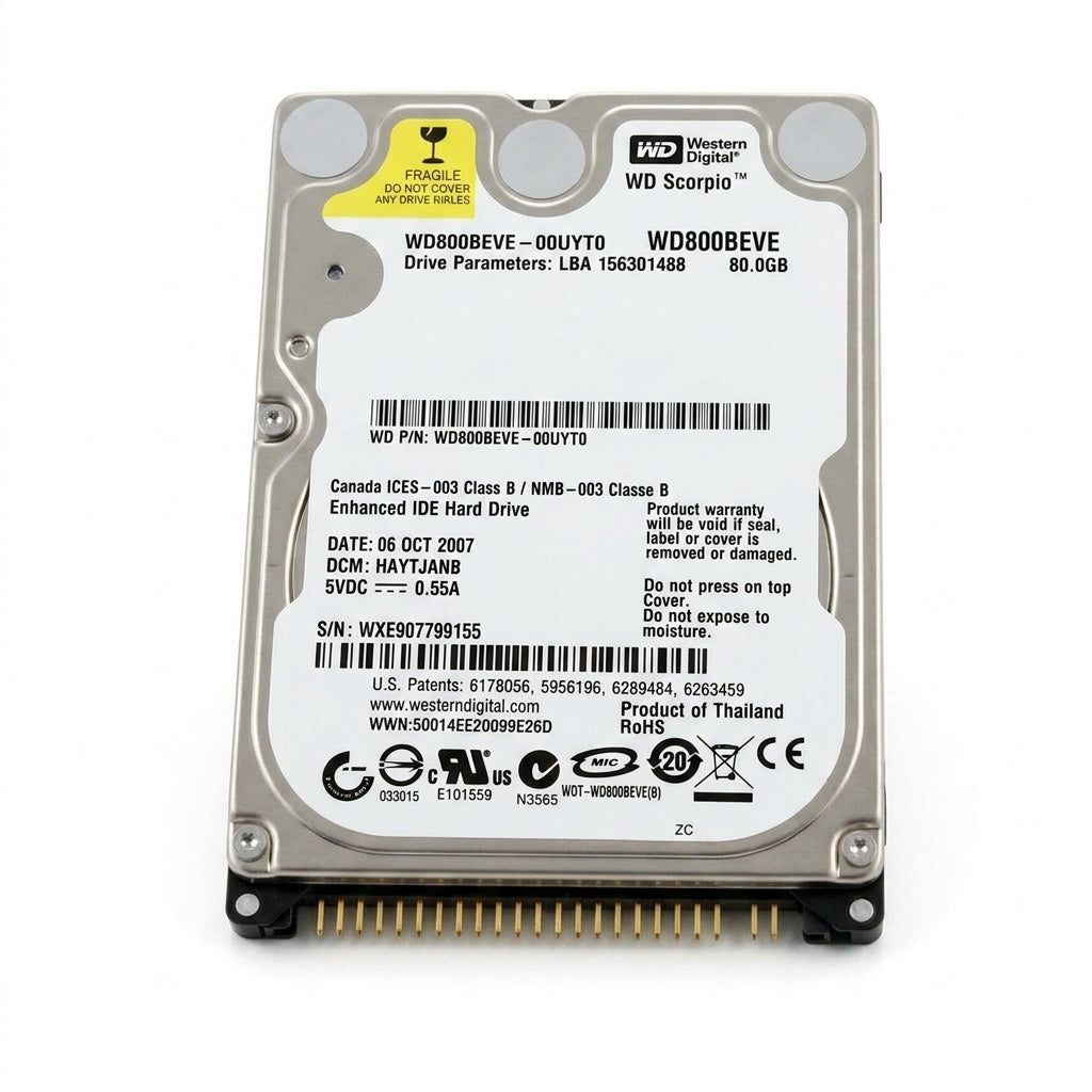 Western Digital WD800BEVE Scorpio Blue 80GB 2.5 Inch IDE PATA Internal Hard Drive